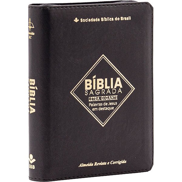 Bíblia Sagrada Pequena com Letra Gigante e Zíper - ARC (Almeida Corrigida) - Preta
