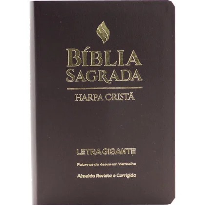 Bíblia Sagrada - Letra Gigante - Edição com Letras Vermelhas e Harpa Cristã - Capa Semiflexível - Marrom