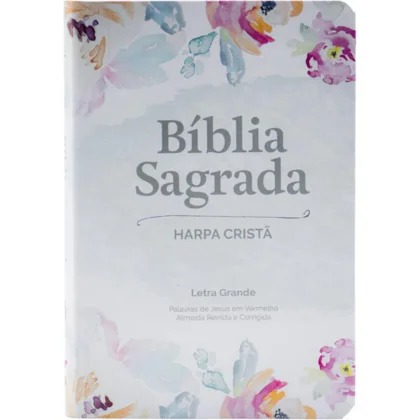 Bíblia Sagrada - Letra Grande - Edição com Letras Vermelhas e Harpa Cristã - Capa Semiflexível - Aquarela