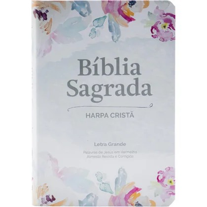 Bíblia Sagrada - Letra Grande - Edição com Letras Vermelhas e Harpa Cristã - Capa Sintética Aquarela