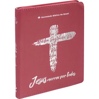 Bíblia Sagrada - NAA - Linha Ouro - Com Zíper - Letra Grande - Rosa