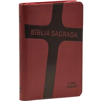Bíblia Sagrada - NAA - Letra Grande - com Zíper - Capa Vermelha Cruz