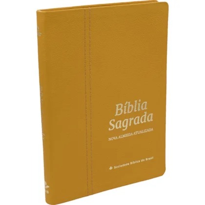 Bíblia Sagrada NAA Slim - Capa em Couro Legítimo - Açafrão