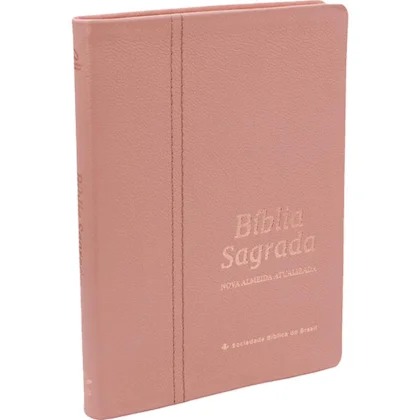 Bíblia Sagrada NAA Slim - Capa em Couro Legítimo - Rosa
