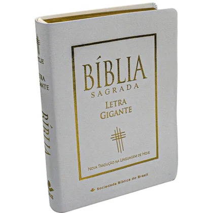 Bíblia Sagrada Letra Gigante Com Índice, capa em couro reconstituído branca, NTLH