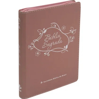 Bíblia Sagrada - ARA - Linha Ouro - Zíper - Rosa Claro
