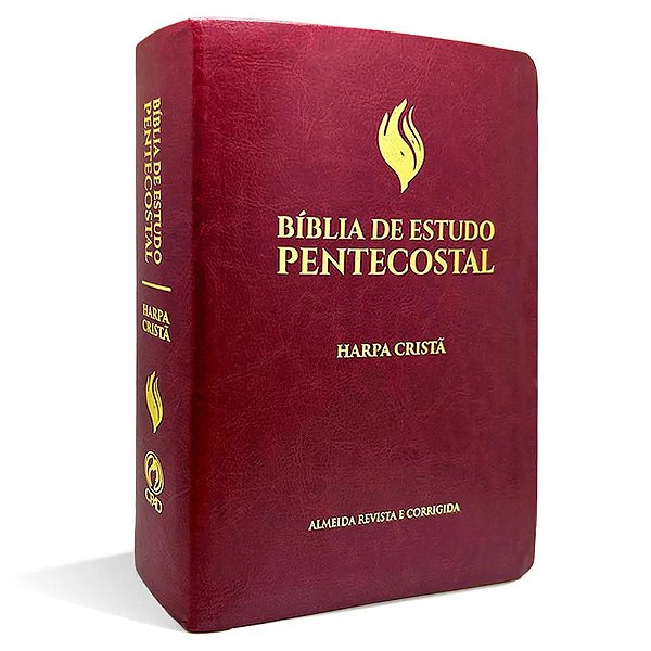 Bíblia De Estudo Pentecostal Média Luxo Harpa Cristã Vinho