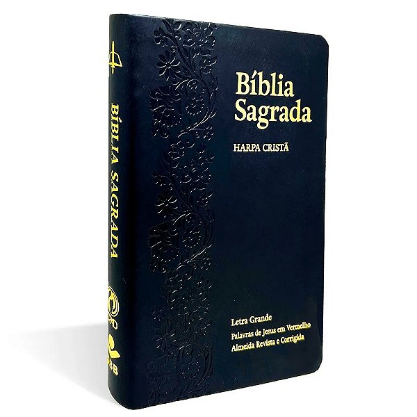 Bíblia Sagrada - Harpa Cristã Luxo - Letra Grande - Floral Ramos - Preta - ARC