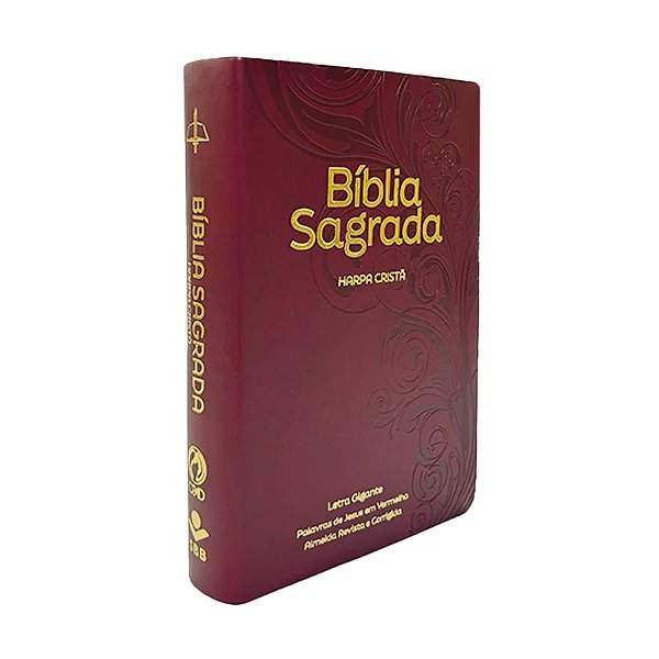 Bíblia Grande Harpa Cristã Luxo Letra Gigante Floral Vinho - ARC