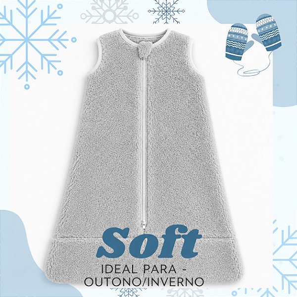 Saco de Dormir Bebê Soft Cinza para Inverno
