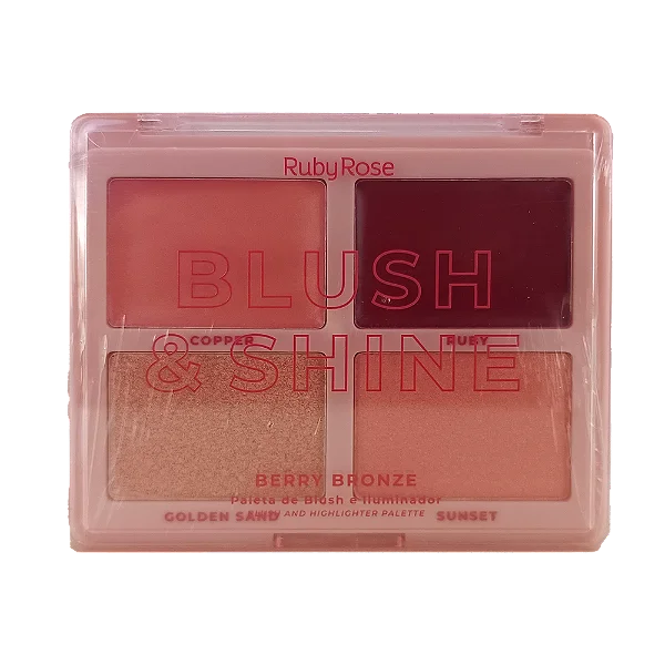 Paleta de Blush e Iluminador Blush e Shine cor Berry Bronze - Ruby Rose