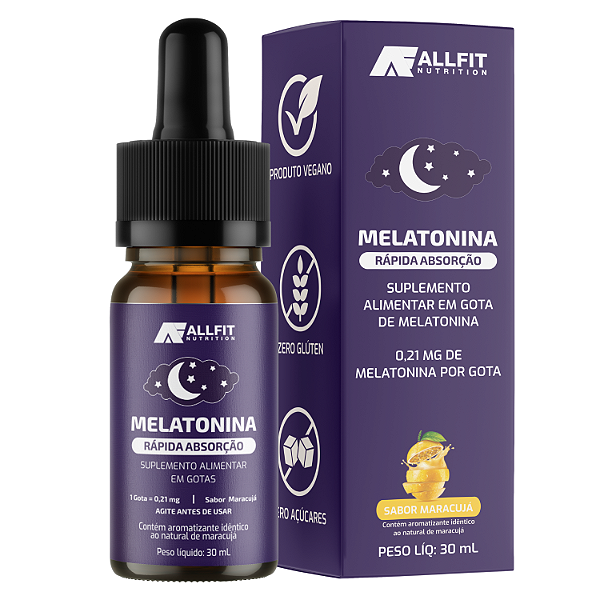 Melatonina liquida em gotas sublingual vegan 30ml - All Fit Nutrition