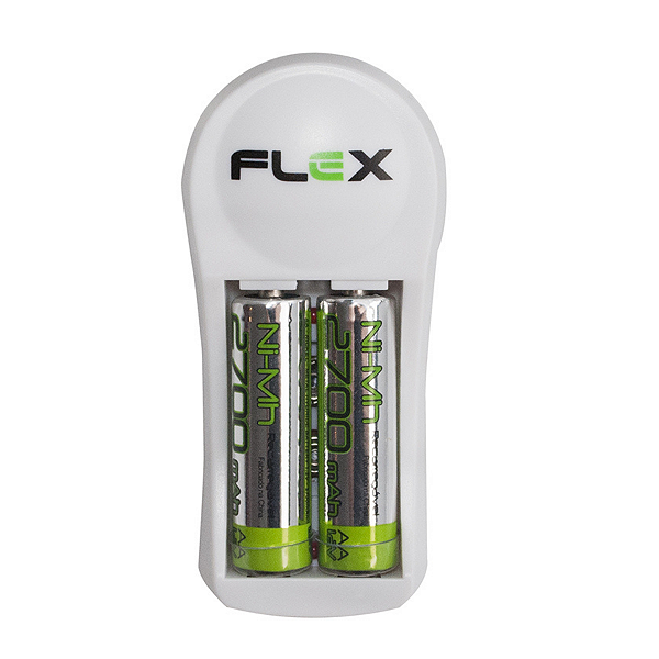 Kit 2 pilhas AA 2900 mah + Carregador Auto Stop Flex