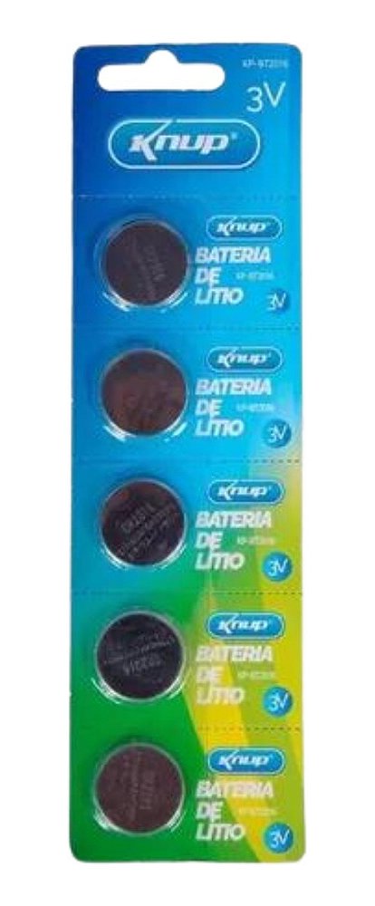 Blister com 5 Baterias CR2016 Knup