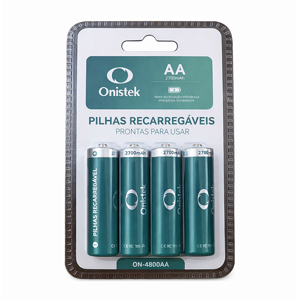 Blister com 4 pilhas AA Recarregável 2700 mAh Onistek