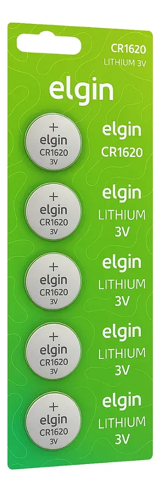Blister com 05 Baterias CR1620 3V Elgin