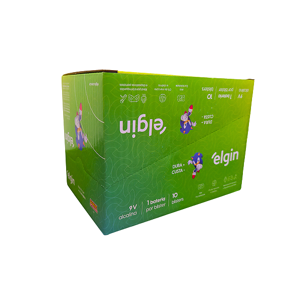 Caixa de Bateria 9V Alcalina - 10 Unidade Elgin