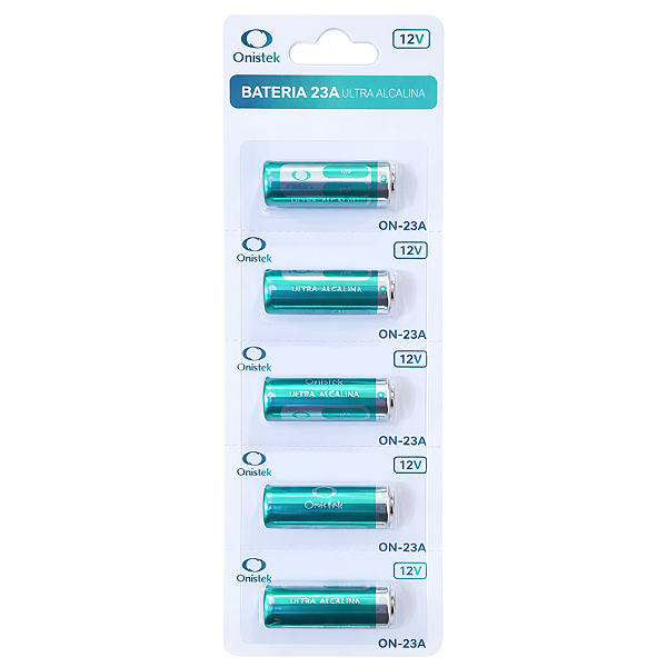 Blister com 5 Baterias Ultra Alcalina 12V A23 Onistek – Alta Performance