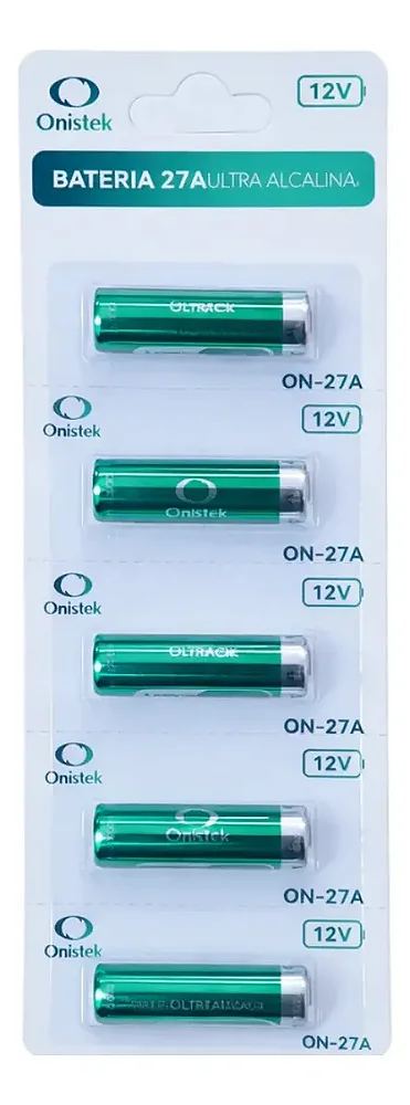 Cartela com 5 Baterias Ultra Alcalinas A27 Onistek – Controle de Portão