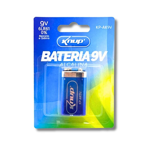 CARTELA COM 1 BATERIA ALCALINA 9V - KNUP