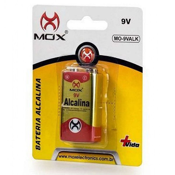 Cartela com 1 Bateria Alcalina 9V Mox – Alta Duração