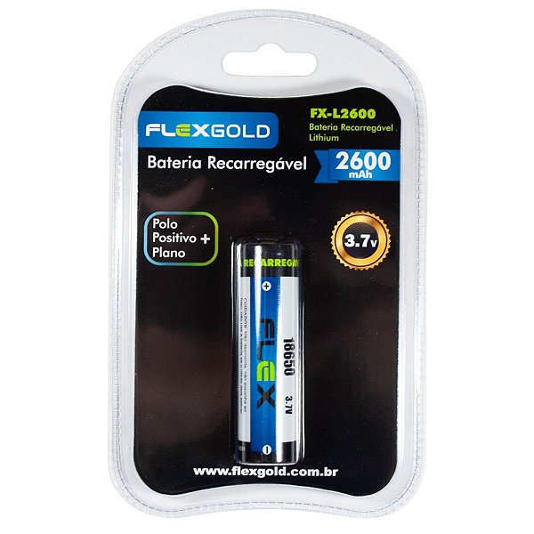 Bateria Recarregável 18650 – 3,7V / Polo Positivo Plano Tipo Li-ion