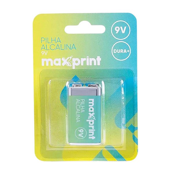 Cartela com 1 Bateria Alcalina 9V – Maxprint