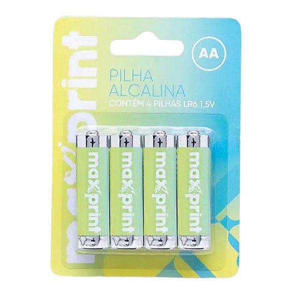 PILHA ALCALINA MAXPRINT AA 1,5V CARTELA C/4 UNIDADES