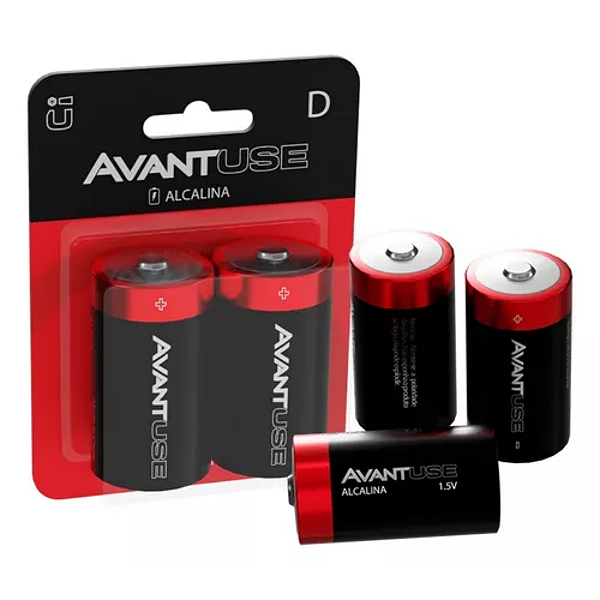 Kit Pilhas Alcalinas D Grande Com 02 Unidades 1.5v - Avant