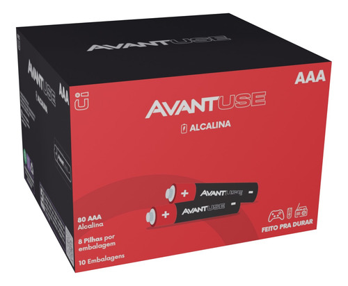 Caixa 80 Pilhas Alcalinas AAA 10 Cartelas C/8 Uni 1.5v Avant