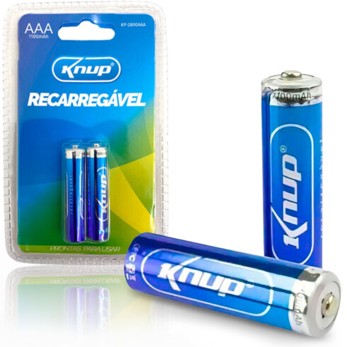 Blister 2 Pilhas AAA Recarregáveis 1100 Mah Knup