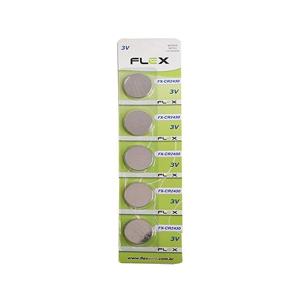 Blister com 05 Baterias CR2430 3V Flex Gold