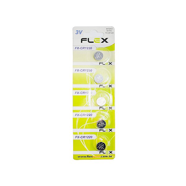 Blister com 05 Bateria CR1220 3V Flex Gold