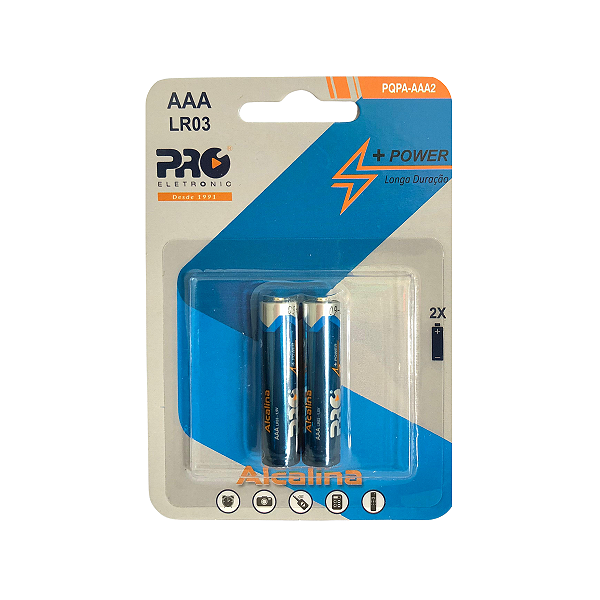 PILHA ALCALINA AAA (LR03) BLISTER 2 UNIDADES