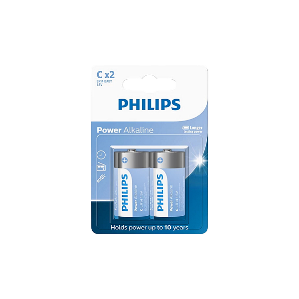 PILHA MEDIA LR14 ALCALINA C/2 UNIDADES PHILIPS