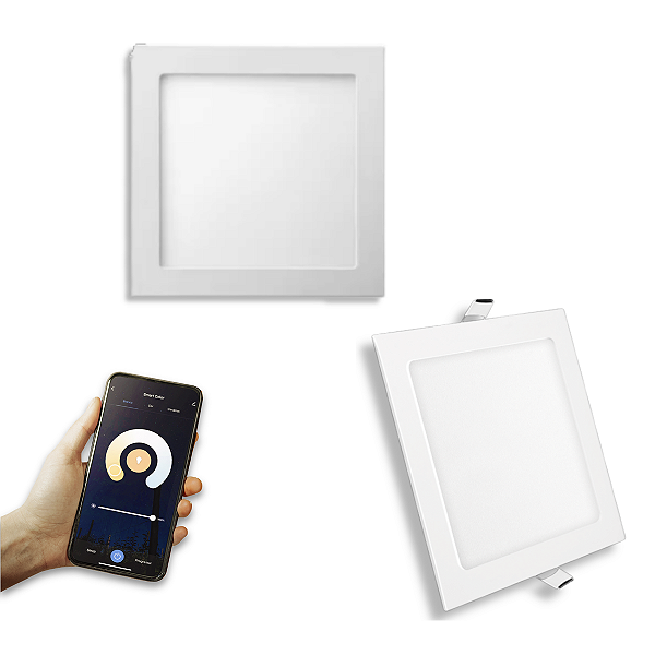 Plafon LED Smart Wi-Fi 18W Quadrado Embutir RGB Dimerizável
