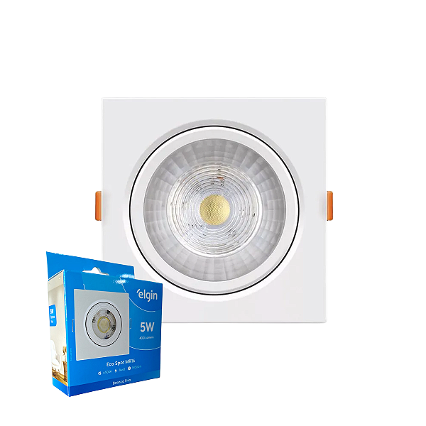 Spot LED Quadrado Branca Fria MR16 5W 400lm 6500K Bivolt Elgin