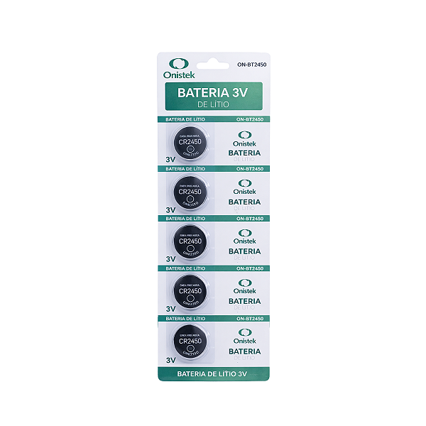 Blister com 5 Baterias CR2450 3V Onistek