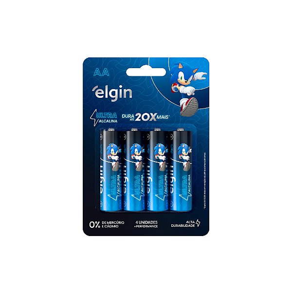 PILHA AA ULTRA ALCALINA ELGIN BLISTER COM 4 UNIDADES ALTA DURAÇÃO