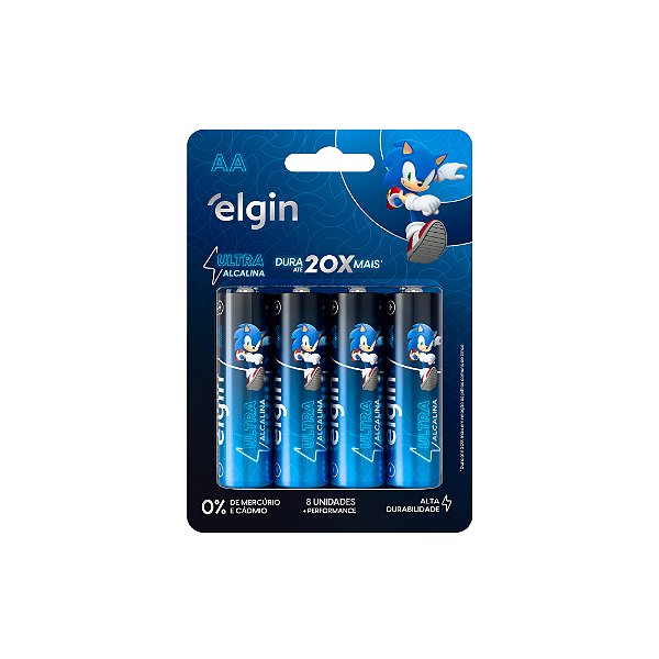 PILHA AA ULTRA ALCALINA ELGIN BLISTER COM 8 UNIDADES ALTA DURAÇÃO