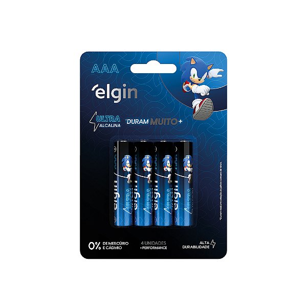 PILHA AAA ULTRA ALCALINA ELGIN BLISTER COM 4 UNIDADES ALTA DURAÇÃO