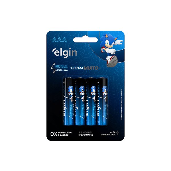 PILHA AAA ULTRA ALCALINA ELGIN BLISTER COM 8 UNIDADES ALTA DURAÇÃO
