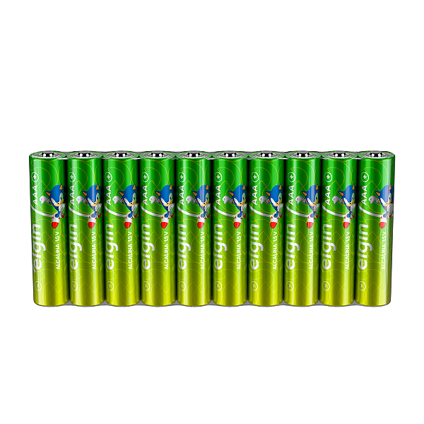 10 Pilhas Alcalinas Aaa Elgin 1,5v Economica Industrial