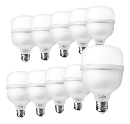 Kit 10 Lâmpadas Super Bulbo Led 30w 6500k Bivolt E27 - Elgin Branco-frio