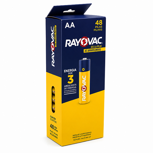 48 Pilhas Rayovac Amarelinhas Aa Tubo Com 48 Unidades