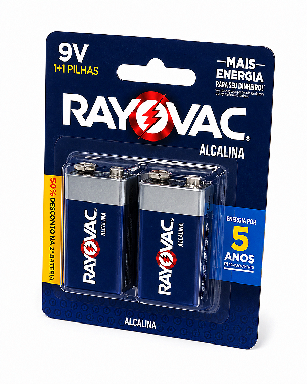 Pilha Alcalina Rayovac 9v Cartela Com 2 Unidades