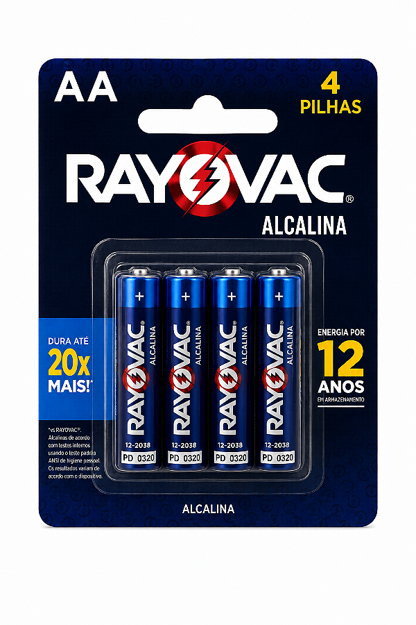 Pilha Alcalina Aa Rayovac Cartela Com 4 Unidades Original