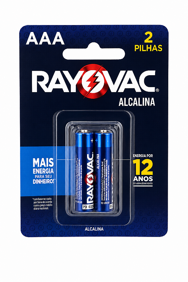 Pilha Alcalina Aaa Rayovac Cartela Com 2 Unidades Original