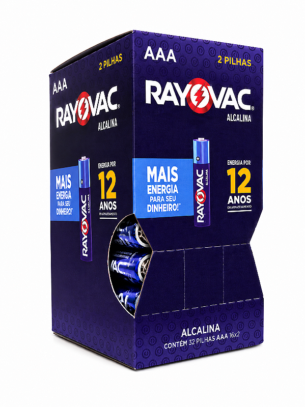 Caixa Pilhas Aaa Alcalinas Rayovac C/32 Pilhas (16 Cartelas)