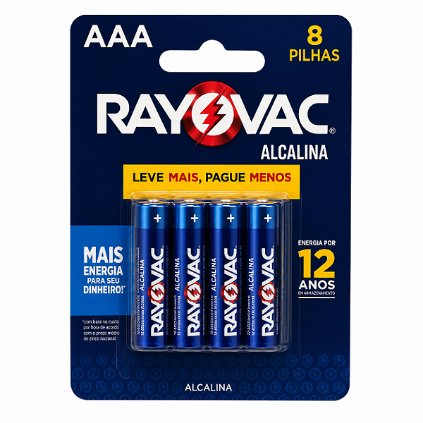 Pilha Alcalina Aaa Rayovac Cartela Com 8 Pilhas 1,5v